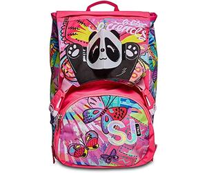 SJ Gang Mochila escolar extensible, rosa fucsia, Flip 3D de SJ Girl, mochila doble compartimento con patines deslizables Flip System, escuela primaria, niña, Rosa, Talla única, Extensible