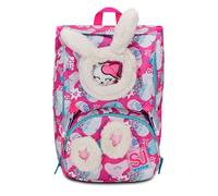 SJ Gang - Mochila Escolar Extensible, Rosa, PinkFur, Mochila Doble Compartimento Extensible Mediante Cremallera Lateral, Bolsillo Porta Botella, Mochila Escolar Primaria, Mochila para niña, Rosa,