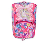 SJ Gang Mochila escolar extensible, rosa, Unibraid, mochila doble compartimento extensible mediante cremallera lateral, bolsillo porta botella, escuelas primarias y secundarias, niña, Rosa, Talla