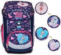 SJ GANG Mochila, UPDOWN BOX HEARTLY MIX Mochila ergonómica ecológica, para niños de 1er grado - para la escuela, el deporte, el tiempo libre, sistema de ajuste de las correas de hombro