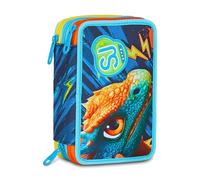 SJ GANG STYLE JAM GANG Estuche escolar 3 cremalleras Dragon Glide, azul, portalápices triple compartimento completo con bolígrafos, lápices, colores, accesorios mochila, escuela primaria, niño