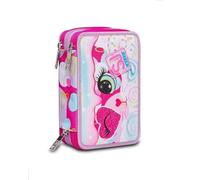 SJ Gang Heart Lolly - Estuche con 3 cremalleras, fucsia