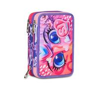 SJ GANG STYLE JAM GANG Estuche Escolar 3 Cremalleras, Rosa, portalápices Triple Compartimento Completo con bolígrafos, lápices, Colores, Accesorios Mochila, Escuela Primaria, niña, Rosa, Moderno