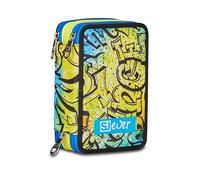 SJ Gang Style Jam Gang Estuche Escolar 3 Cremalleras Sj Ever, Multicolor, portalápices Triple Compartimento Completo con bolígrafos, lápices, Colores, Accesorios Mochila, Escuela Primaria, niño