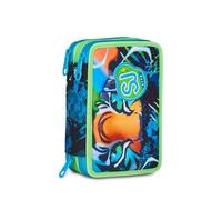 SJ GANG STYLE JAM GANG Estuche escolar con 3 cremalleras Air Tiger, azul, portalápices triple compartimento completo con bolígrafos, lápices, colores, accesorios mochila, escuela primaria, niño