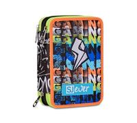 SJ GANG STYLE JAM GANG Estuche Escolar con 3 Cremalleras, Azul, portalápices Triple Compartimento Completo con bolígrafos, lápices, Colores, Accesorios Mochila, Escuela Primaria, niño, Turquesa,