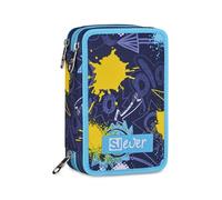 SJ GANG STYLE JAM GANG Estuche Escolar con 3 Cremalleras, Azul, portalápices Triple Compartimento Completo con bolígrafos, lápices, Colores, Accesorios Mochila, Escuela Primaria, niño, Turquesa,