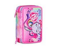 SJ Gang Style Jam Gang Estuche Escolar con 3 Cremalleras, Fucsia, portalápices Triple Compartimento Completo con bolígrafos, lápices, Colores, Accesorios, Mochila, Escuela Primaria, niña