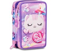 SJ GANG STYLE JAM GANG Estuche Escuela 3 Cremallera 3D GLOWCAT, Rosa,...