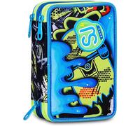 SJ GANG STYLE JAM GANG Estuche Escuela 3 cremallera SOFT POUCH BOY, Azul, Tri...