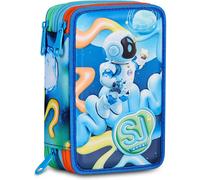 SJ GANG STYLE JAM GANG Estuche Escuela 3 Zip 3D SPACE RIDE, Azul, Triple Compart
