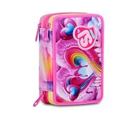 SJ GANG STYLE JAM GANG JOYFUL PINS GIRL Mochila Escolar 3 Cremalleras, Rosa, Triple Ranura, 45 Piezas, Portabolígrafos Equipado con Lápices, Lápices y Colores Mochila Accesorios Mochila Escuela