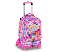 SJ GANG STYLE JAM GANG JOYFUL PINS GIRL - Trolley Jack de 8 ruedas, rosa, 34 l, desmontable, sistema cruzado, 3 en 1, correas retráctiles, bolsillo con pines extraíbles, escuela primaria, niña