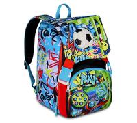 SJ GANG STYLE JAM GANG Mochila doble compartimento extensible, azul, gran capacidad, respaldo preformado, niño, escuela primaria, turquesa, Talla única, Moderno