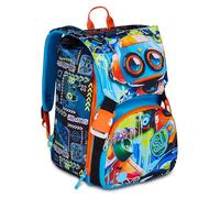 SJ GANG STYLE JAM GANG Mochila doble compartimento extensible, azul, gran capacidad, respaldo preformado, niño, escuela primaria, turquesa, Talla única, Moderno