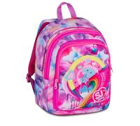 SJ GANG STYLE JAM GANG Mochila escolar Advanced Joyful Pins Girl, rosa, 29L, doble compartimento, inserto arcoíris con pines, bolsillo frontal, bolsillo para botella de agua, escuela primaria, niña