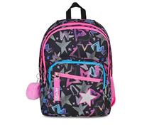SJ GANG STYLE JAM GANG Mochila escolar con doble compartimento, SJ Ever Star Drafts, negra, 31 L, con bolsillo para botella y abalorio desmontable, para niña