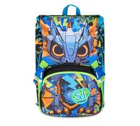 SJ GANG STYLE JAM GANG Mochila escolar extensible Big LED LOOK, negra, mochila con divisor interior, bolsillo superior con ojos LED, bolsillo para botella, 24 L, mochila escolar primaria, niño