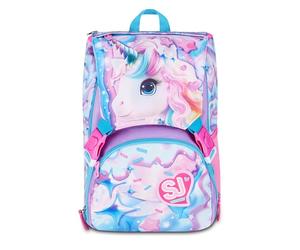 SJ GANG STYLE JAM GANG Mochila escolar extensible Big LED UNICORN GIRL, Rosa, 24 L, Cremalleras laterales, Dispositivo luminoso LED en la solapa, Bolsillo portabotellas, escuela primaria y secundaria
