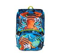 SJ GANG STYLE JAM GANG Mochila escolar extensible grande, azul, mochila con divisor interior, bolsillo superior con orejas de peluche, bolsillo para botella, 24 L, mochila escolar primaria, niño
