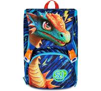 SJ GANG STYLE JAM GANG Mochila escolar extensible grande, azul, mochila con divisor interior, bolsillo superior con alas retráctiles, bolsillo para botella, 24 L, mochila escolar primaria, niño