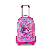 SJ GANG STYLE JAM GANG Trolley escolar Jack 3 ruedas Cat LED, fucsia, 3 en 1, mochila triple uso con carro desenganchable, 33 L, mochila escolar primaria, mochila niña, fucsia, Talla única