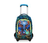 SJ GANG STYLE JAM GANG Trolley escolar Jack 3 ruedas Led Look, azul, 3 en 1, mochila triple uso con carro desenganchable, 33 L, mochila escolar primaria, mochila niño
