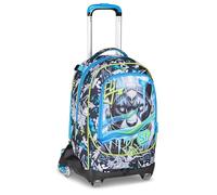 SJ GANG STYLE JAM GANG Trolley escolar Jack 8 ruedas GLACE PANTHER BOY, Celeste, 34L, Desmontable, Uso Mochila, Cross-over System, Correas retráctiles, Bolsillo portabotellas, Elementales y medianas