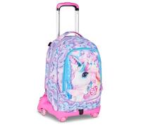 SJ GANG STYLE JAM GANG Trolley escolar Jack 8 ruedas Glow LED UNICORN GIRL, Rosa, 34L, Desmontable, Uso Mochila, Cross-over System, Correas retráctiles, Bolsillo portabotellas, Elementales y medianas