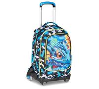 SJ GANG STYLE JAM GANG Trolley escolar Jack 8 ruedas Melt Dragon Boy, celeste, 34 L, desmontable, uso mochila, cross-over System, correas retráctiles, bolsillo portabotellas, primarios y medianos