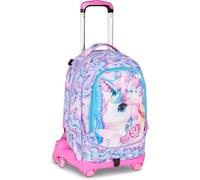 SJ GANG STYLE JAM GANG Trolley escolar Jack 8 ruedas Glow LED UNICORN GIRL, Rosa, 34L, Desmontable, Uso Mochila, Cross-over System, Correas retráctiles, Bolsillo portabotellas, Elementales y medianas