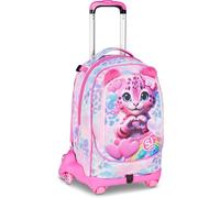 SJ GANG STYLE JAM GANG Trolley escolar Jack 8 ruedas HEART BUDDY GIRL, Rosa, 34L, Desmontable, Uso Mochila, Cross-over System, Correas retráctiles, Bolsillo portabotellas, Elementales y medianas, Niña