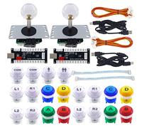 SJ@JX 2 Player Arcade Game DIY Kit Arcade Matt Frosted Black Button Twins USB Encoder Zero Delay 4&8 Way Arcade Fighting Joystick Controller for PC MAME Respberry Pi Retropie