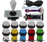 SJ@JX Arcade - Controlador de juegos DIY Kit Microswitch Button 4&8 Way Joystick Zero Delay USB Encoder Fighting Stick Handles Console for PC MAME Raspberry Pi Retropie