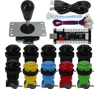SJ@JX Arcade - Controlador de juegos DIY Kit Microswitch Button 4&8 Way Joystick Zero Delay USB Encoder Fighting Stick Handles Console for PC MAME Raspberry Pi Retropie
