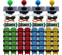 SJ@JX Arcade Game 4 Player Controller DIY Kit Microswitch Button 4&8 Way Joystick Zero Delay USB Encoder Fighting Stick Handles Console for PC MAME Raspberry Pi Retropie