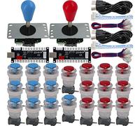 SJ@JX Arcade Game - Kit de control para 2 jugadores, botón de Microswitch de 4 y 8 vías Joystick cero retardo, codificador USB, mango de palo de lucha para PC MAME Raspberry Pi Retropie