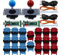 SJ@JX Arcade Game - Kit de control para 2 jugadores, botón de Microswitch de 4 y 8 vías Joystick cero retardo, codificador USB, mango de palo de lucha para PC MAME Raspberry Pi Retropie