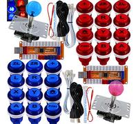 SJ@JX Arcade Game LED Controller Lamp USB Encoder 2 Player Gamepad Cherry MX Microswitch Light Button 8way LED Joystick for Nintendo Switch PC PS3 Retropie Raspberry Pi MAME