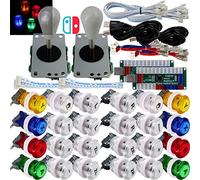 SJ@JX juego de arcada LED controlador lámpara USB codificador 2 reproductor gamepad botón de luz de microswitch 8way LED joystick para Nintendo Switch PC PS3 retropie Raspberry Pi MAME