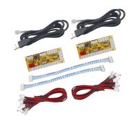 SJ@JX Placa codificador USB para 2 jugadores, kit de control de juego de retardo cero con botón y cables de joystick para RetroPie, PC, MAME, Raspberry Pi