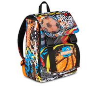 SJ Seven Mitama Erweiterbarer Schulrucksack, Kinderrucksack 1-4. Klasse, Schulranzen mit Trinkflaschenfach, 6-10 Jahre, Geschenk Jungen, Mädchen, mehrfarbig, naranja., Talla única, Casual