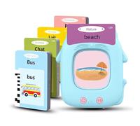 SJACXANM Tarjeta Flash Parlante Francais, Tarjeta Parlante Montessori, 112 Hojas 224 Palabras Talking Flash Cards, Cards Parlantes Montessori Francés, Francés/Inglés/Bilingüe (azul)