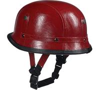 SJAPEX Casco De Motocicleta, Medio Casco Abierto Vintage En Cuero De PU, con Visera Solar, Cinturón De Liberación Rápida, Crucero, Scooter, Aprobado por ECE, Hombres Y Mujeres 2,57-61CM