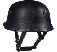 SJAPEX Casco De Motocicleta, Medio Casco Abierto Vintage En Cuero De PU, con Visera Solar, Cinturón De Liberación Rápida, Crucero, Scooter, Aprobado por ECE, Hombres Y Mujeres 3,57-61CM