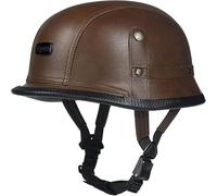 SJAPEX Casco De Motocicleta, Medio Casco Abierto Vintage En Cuero De PU, con Visera Solar, Cinturón De Liberación Rápida, Crucero, Scooter, Aprobado por ECE, Hombres Y Mujeres 1,57-61CM