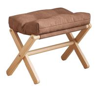 SJAPEX Reposapiés Plegable, Reposapiés Otomano De Madera Maciza con Acolchado Suave para Sofá, Banco para Cambiar Zapatos En La Entrada, Taburete Bajo para Sala De Estar Brown,44x30x46cm