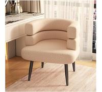 SJAPEX Sillón Individual De Esponja Sherpa con Patas Negras Y Doradas. Sillón De Lectura con Respaldo En Forma De C Khaki 1