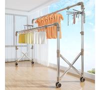 SJAPEX Tendedero Vertical Y Extensible, Grande, Plegable Y con Ruedas, De Acero Inoxidable, para Interior Y Exterior. 98~180cm