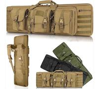 SJASD Maletin Arma Larga,Rifle Airsoft Bolsa TáCtica Funda para Arma Acolchado,Estuche para Rifle táctico para armacon Correa De Hombro Bolsa De Transporte Vaina para Caza Disparando,Caqui,118cm